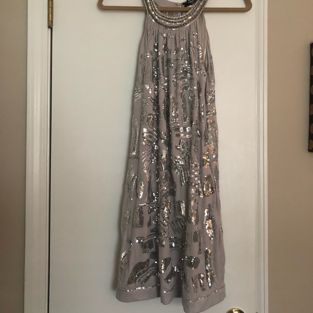 Silver cotton and sequin dress